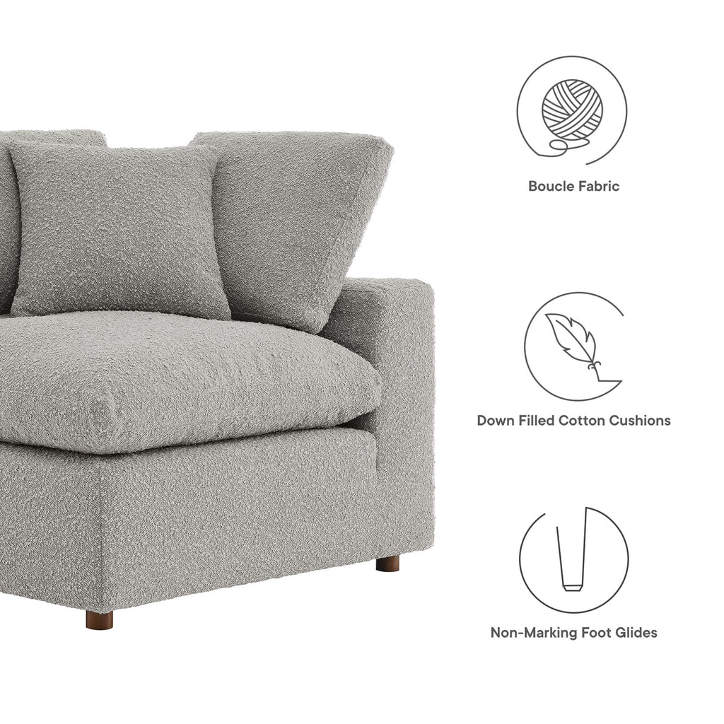 Commix Down Filled Overstuffed Boucle Fabric Corner Chair - Light Gray