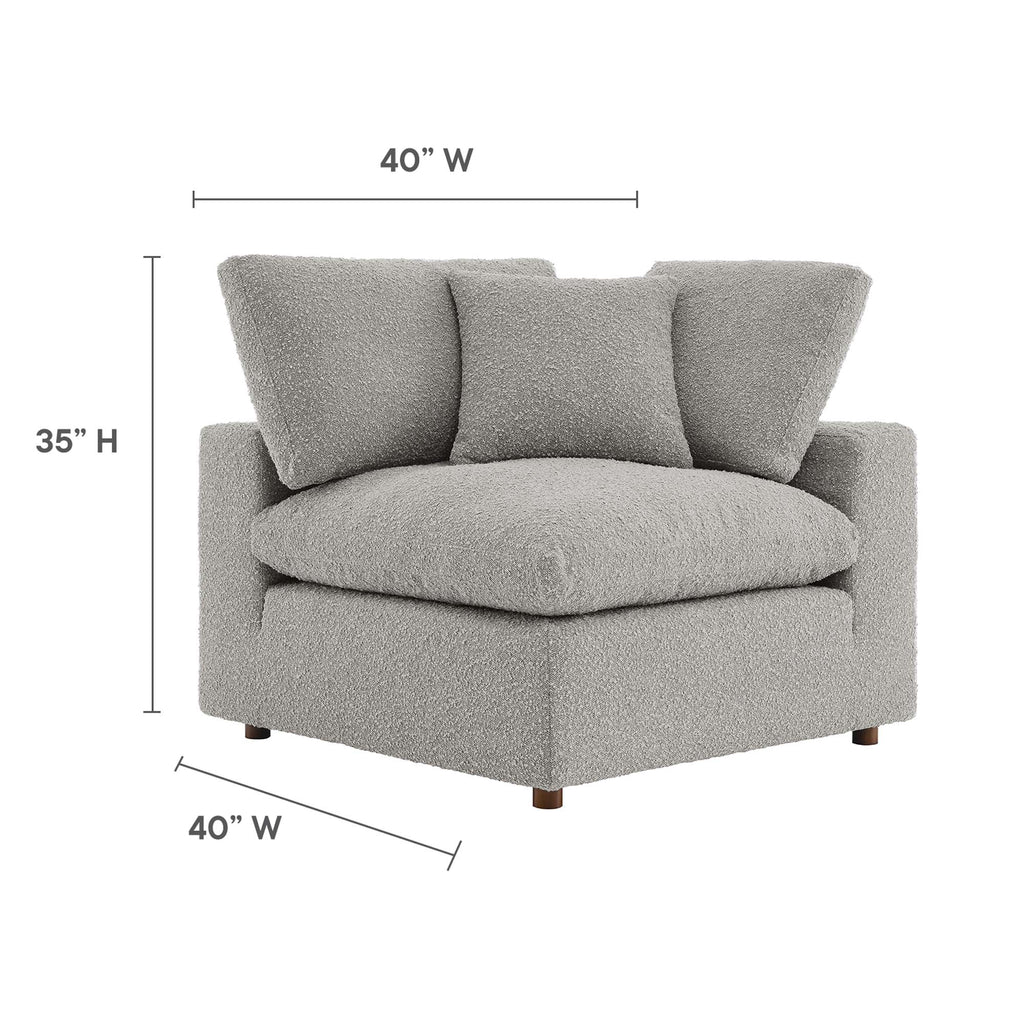 Commix Down Filled Overstuffed Boucle Fabric Corner Chair - Light Gray