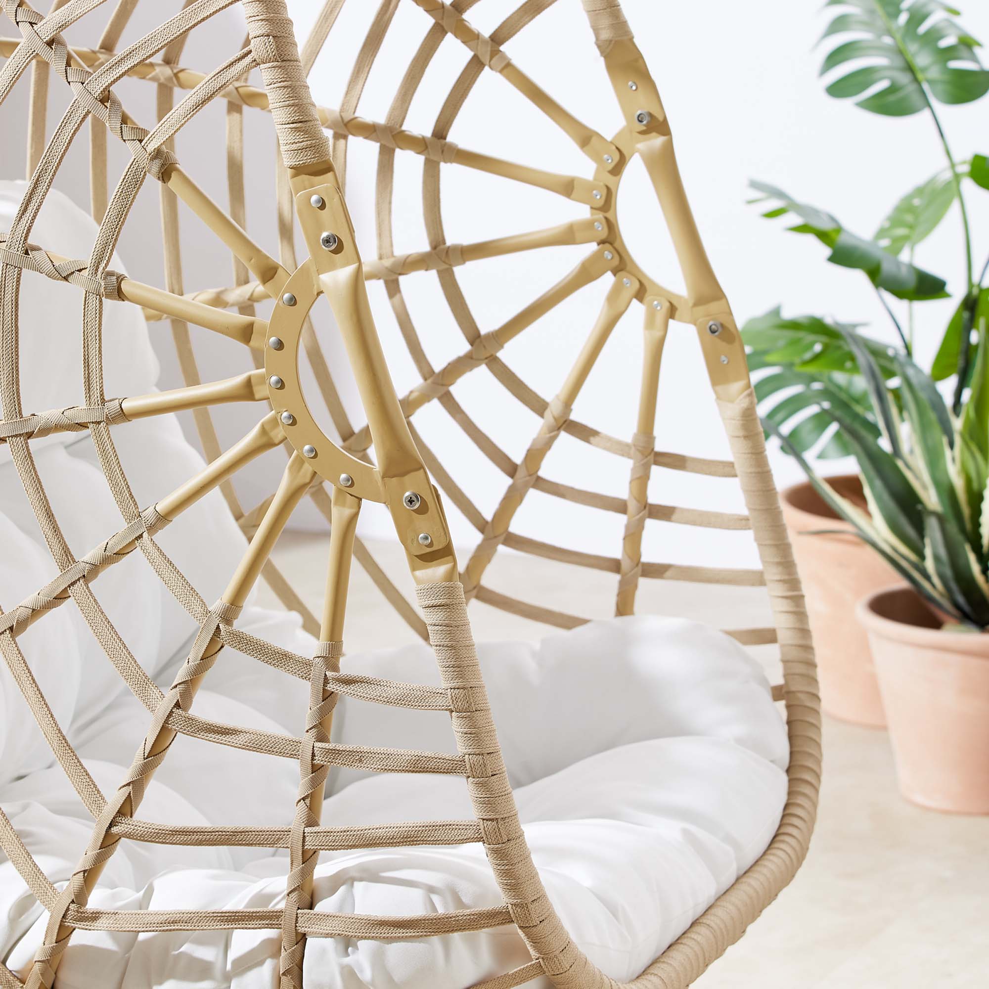Amalie Wicker Rattan Outdoor Patio Rattan Swing Chair without Stand - Natural White