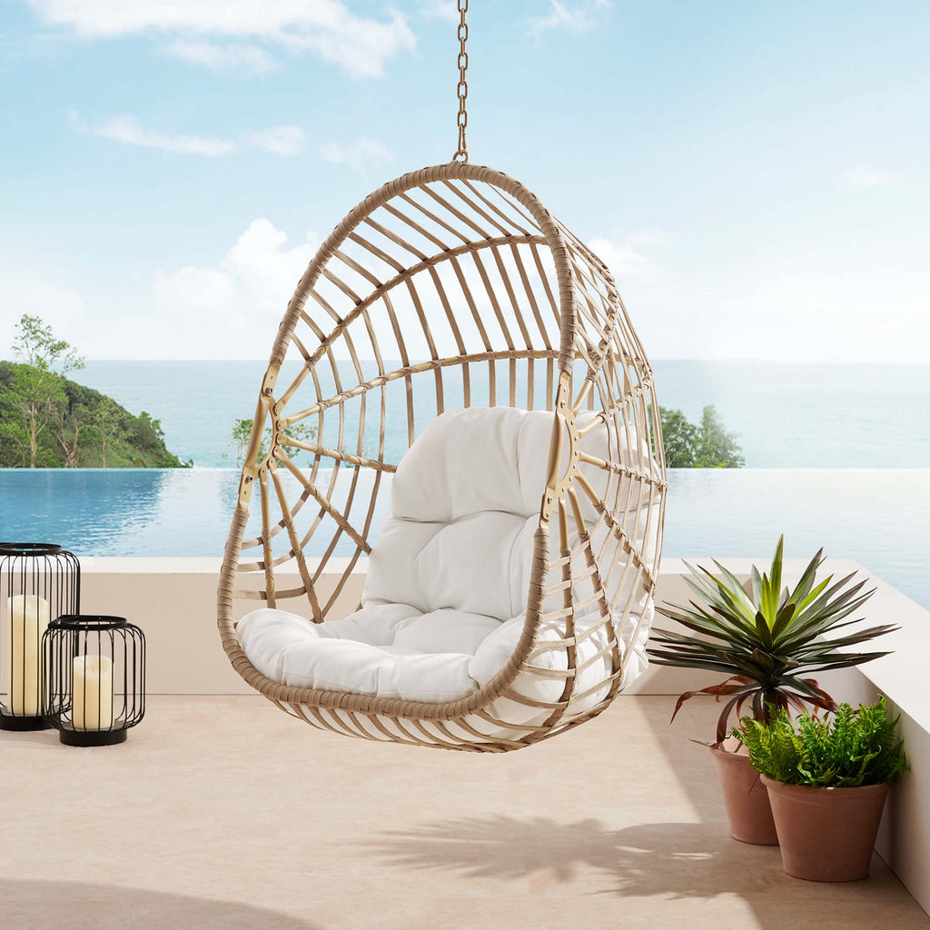 Amalie Wicker Rattan Outdoor Patio Rattan Swing Chair without Stand - Natural White