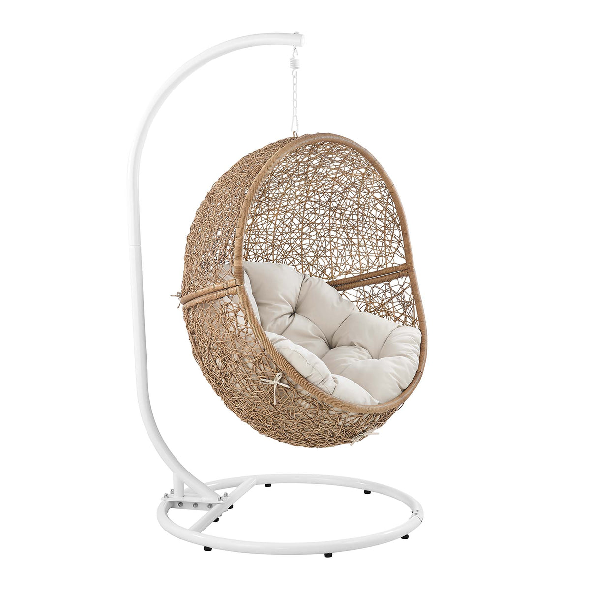 Encase Outdoor Patio Rattan Swing Chair - Cappuccino Beige