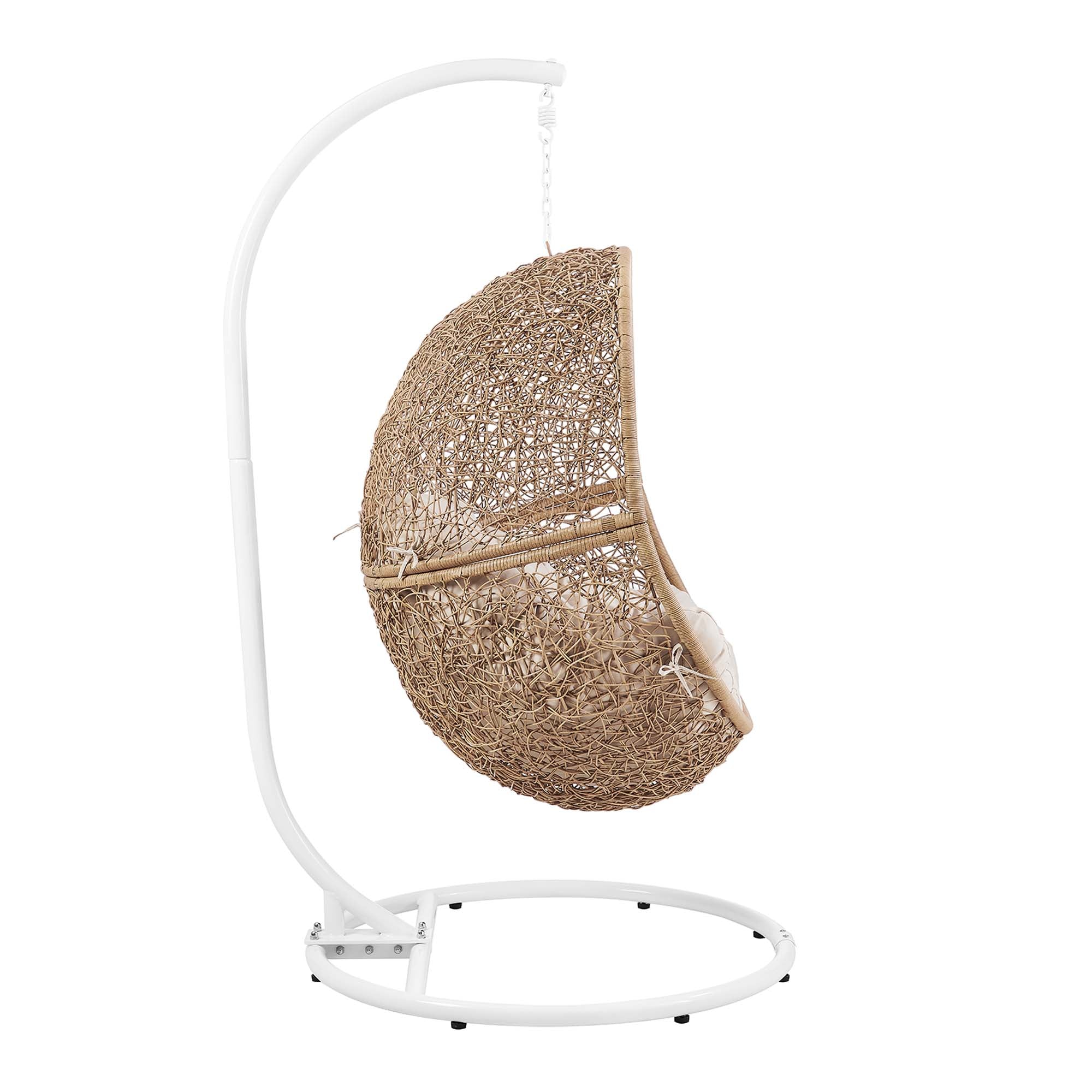 Encase Outdoor Patio Rattan Swing Chair - Cappuccino Beige