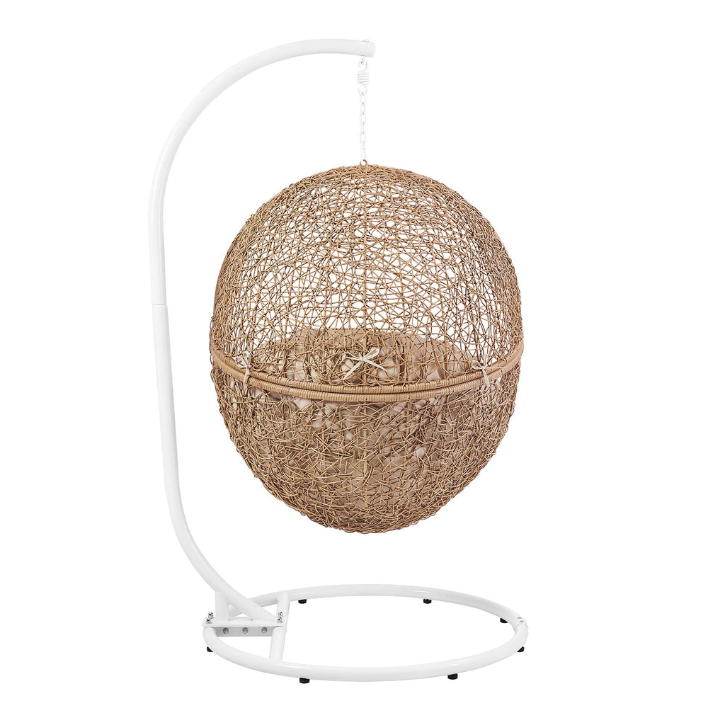 Encase Outdoor Patio Rattan Swing Chair - Cappuccino Beige