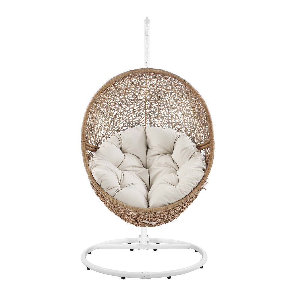 Encase Outdoor Patio Rattan Swing Chair - Cappuccino Beige