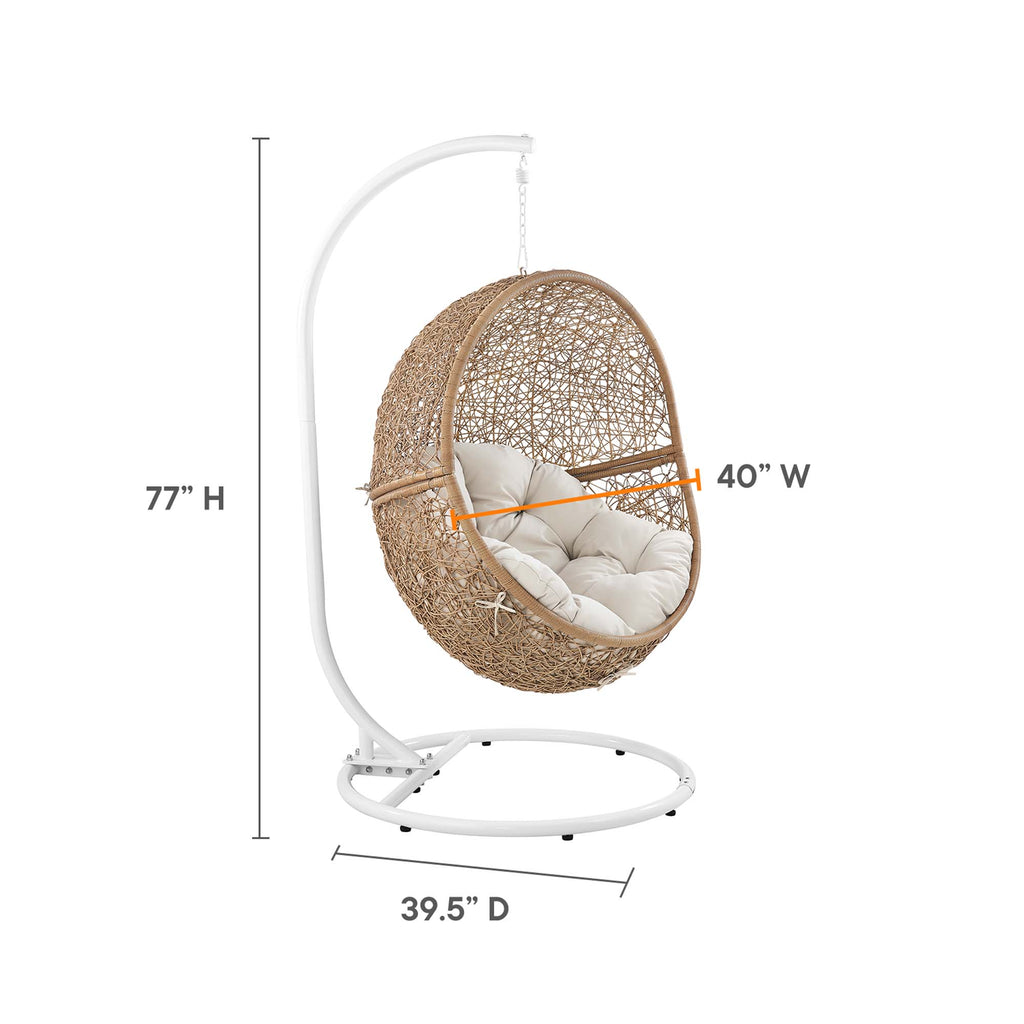 Encase Outdoor Patio Rattan Swing Chair - Cappuccino Beige