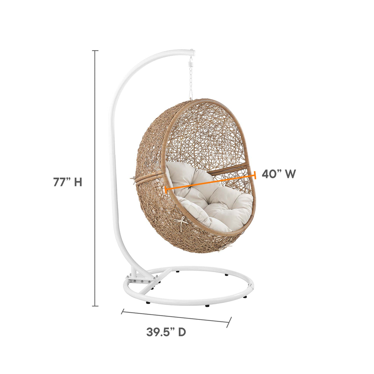 Encase Outdoor Patio Rattan Swing Chair - Cappuccino Beige