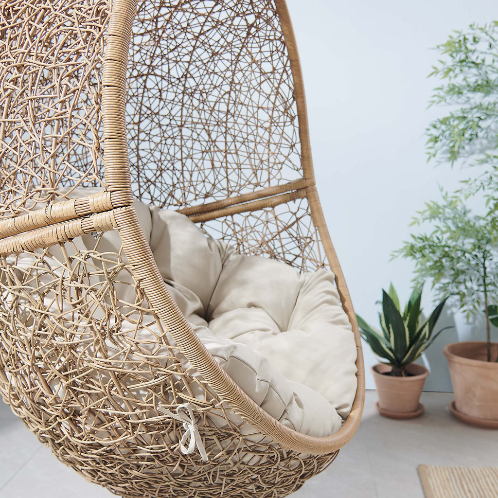Encase Outdoor Patio Rattan Swing Chair - Cappuccino Beige
