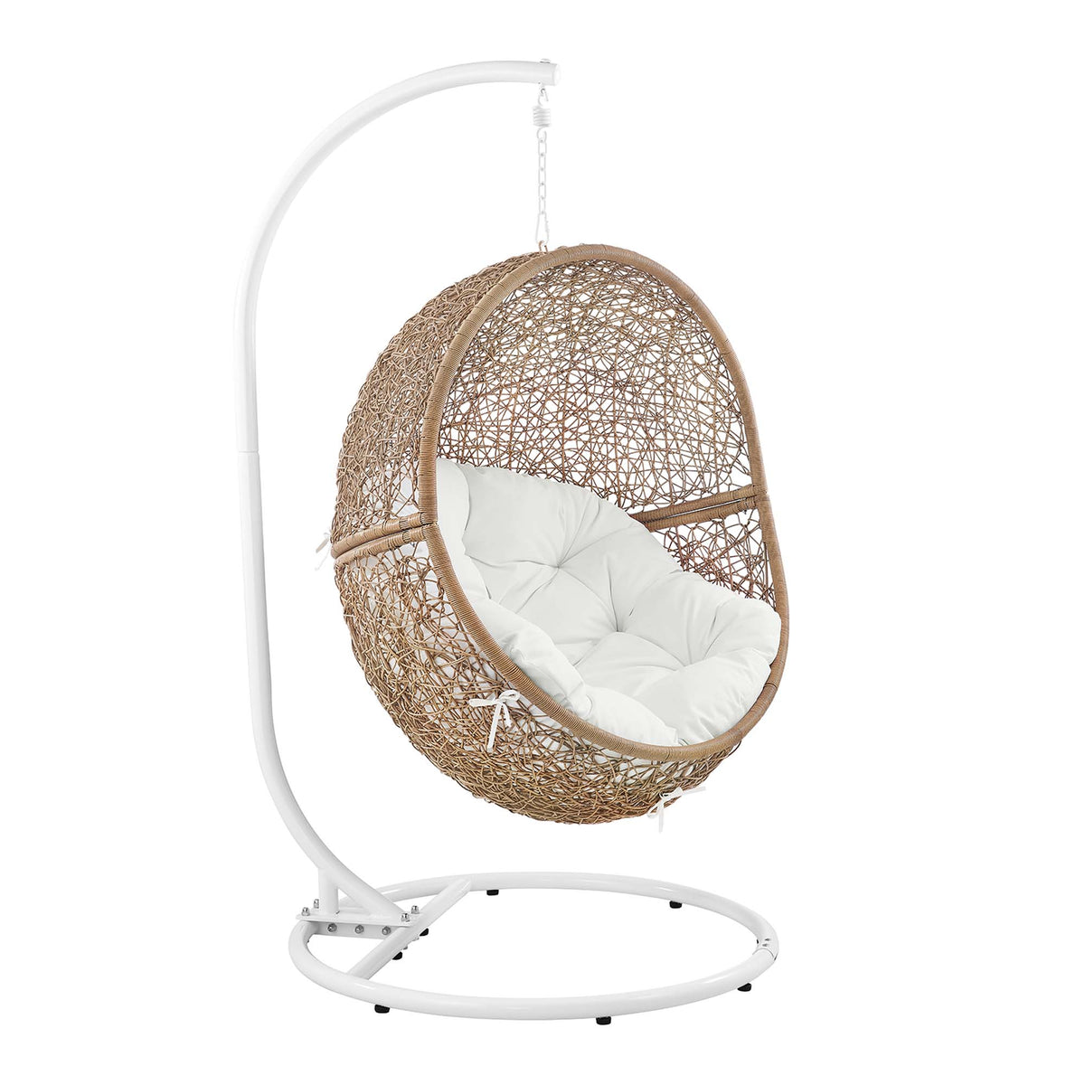 Encase Outdoor Patio Rattan Swing Chair - Cappuccino White