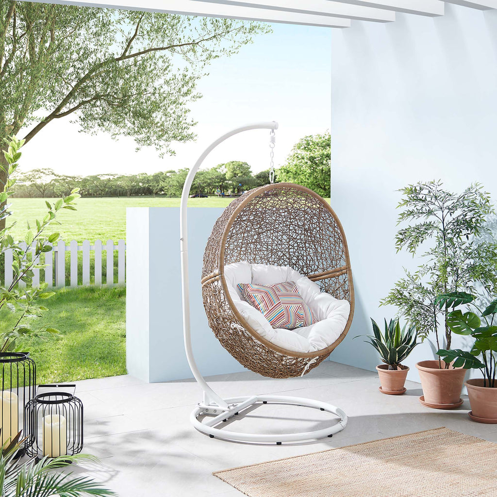 Encase Outdoor Patio Rattan Swing Chair - Cappuccino White
