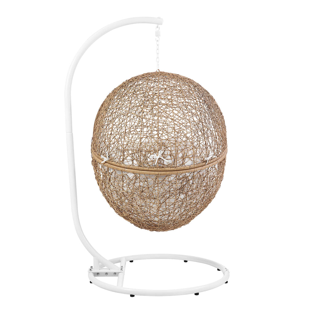 Encase Outdoor Patio Rattan Swing Chair - Cappuccino White
