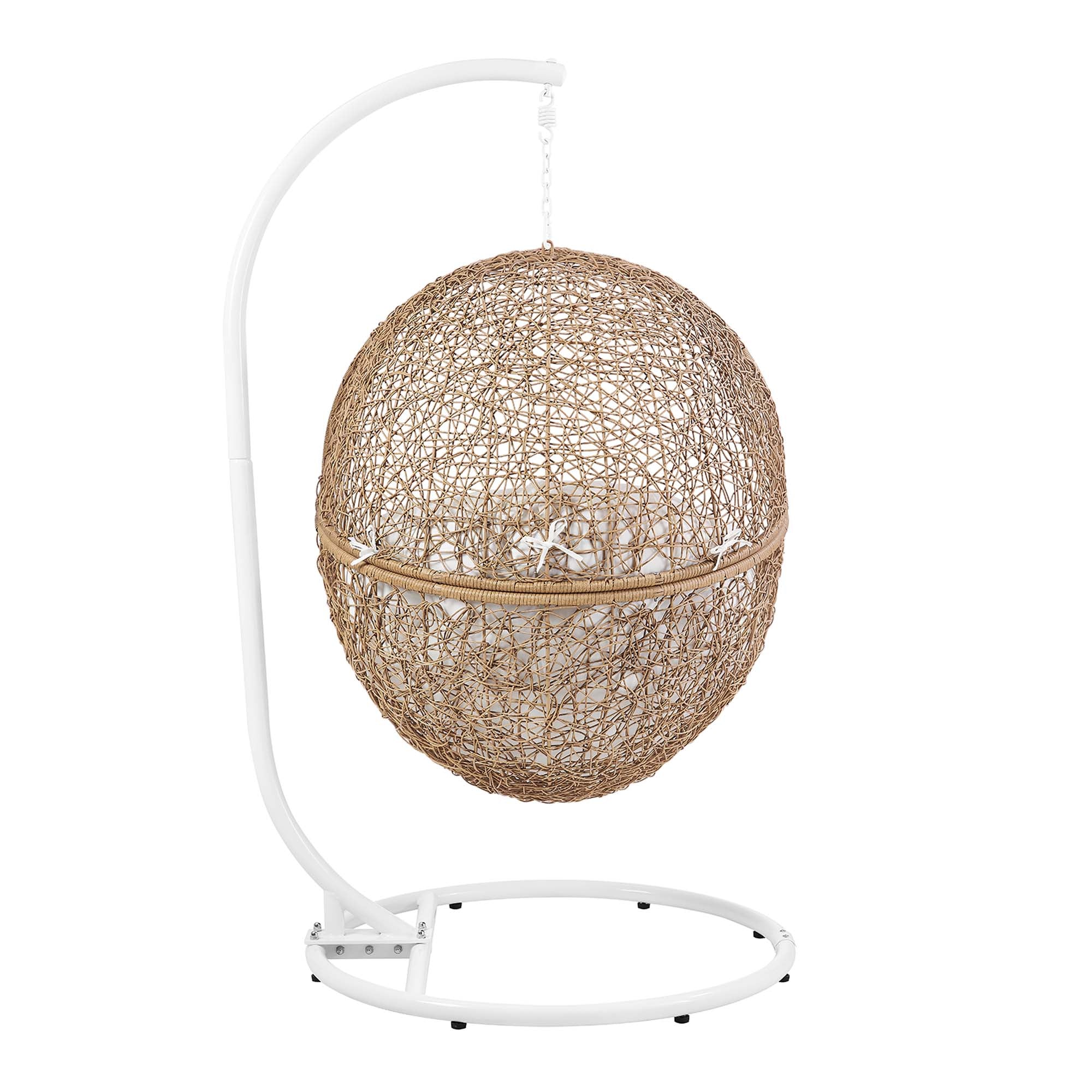 Encase Outdoor Patio Rattan Swing Chair - Cappuccino White