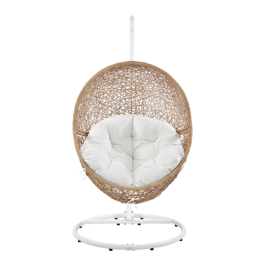 Encase Outdoor Patio Rattan Swing Chair - Cappuccino White