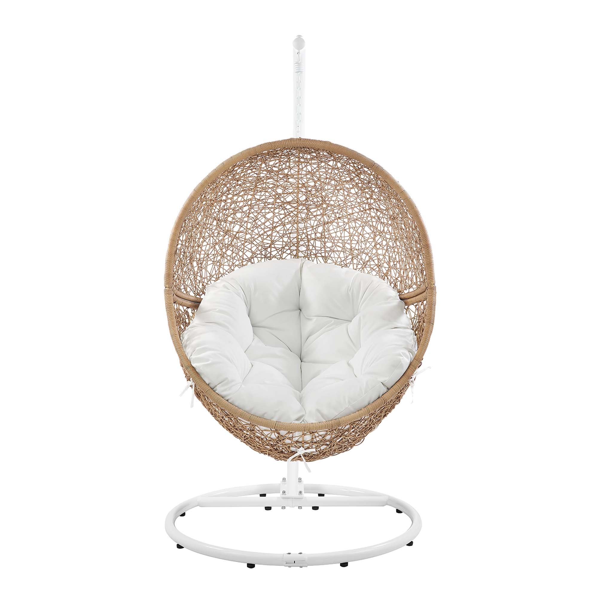 Encase Outdoor Patio Rattan Swing Chair - Cappuccino White