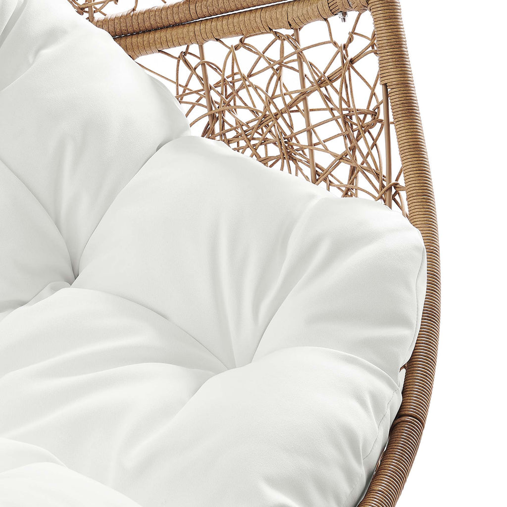 Encase Outdoor Patio Rattan Swing Chair - Cappuccino White
