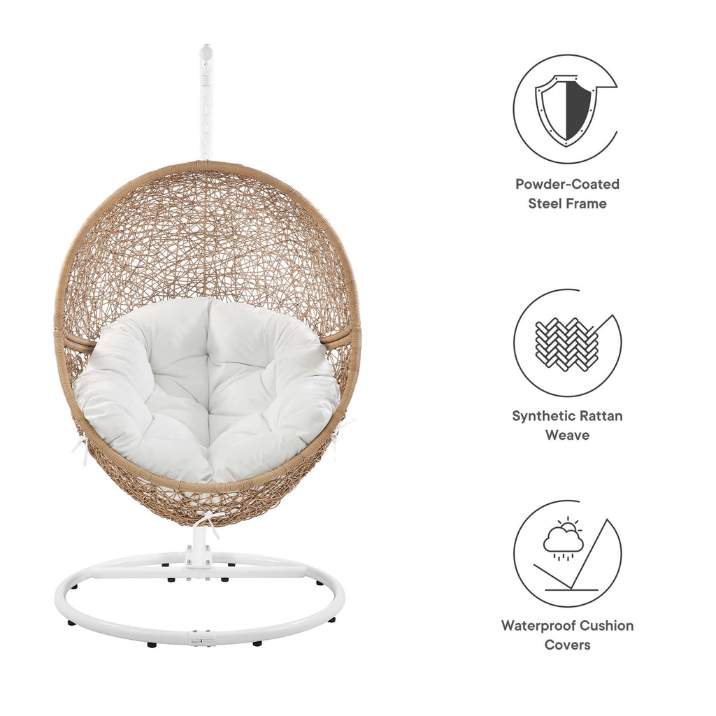 Encase Outdoor Patio Rattan Swing Chair - Cappuccino White