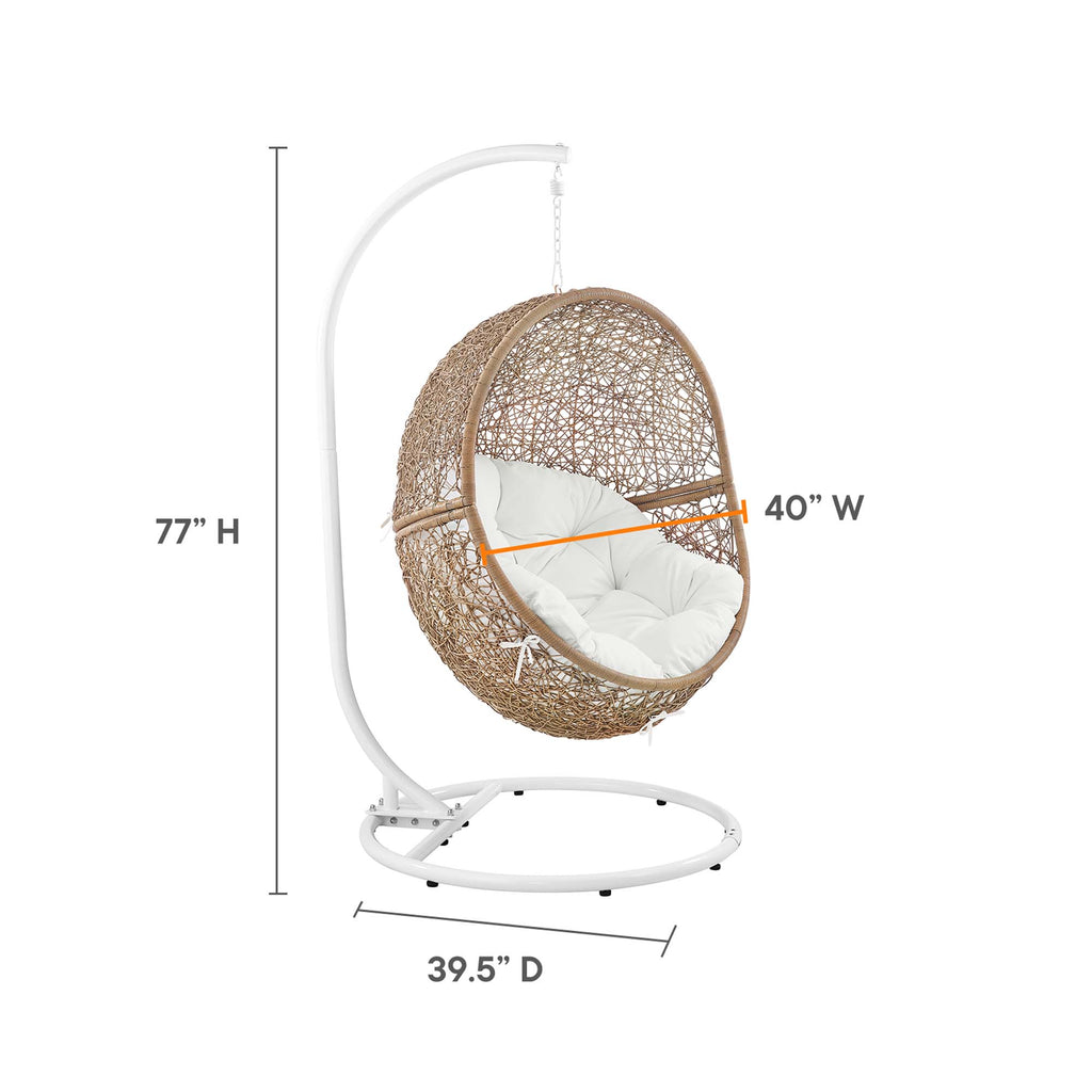 Encase Outdoor Patio Rattan Swing Chair - Cappuccino White