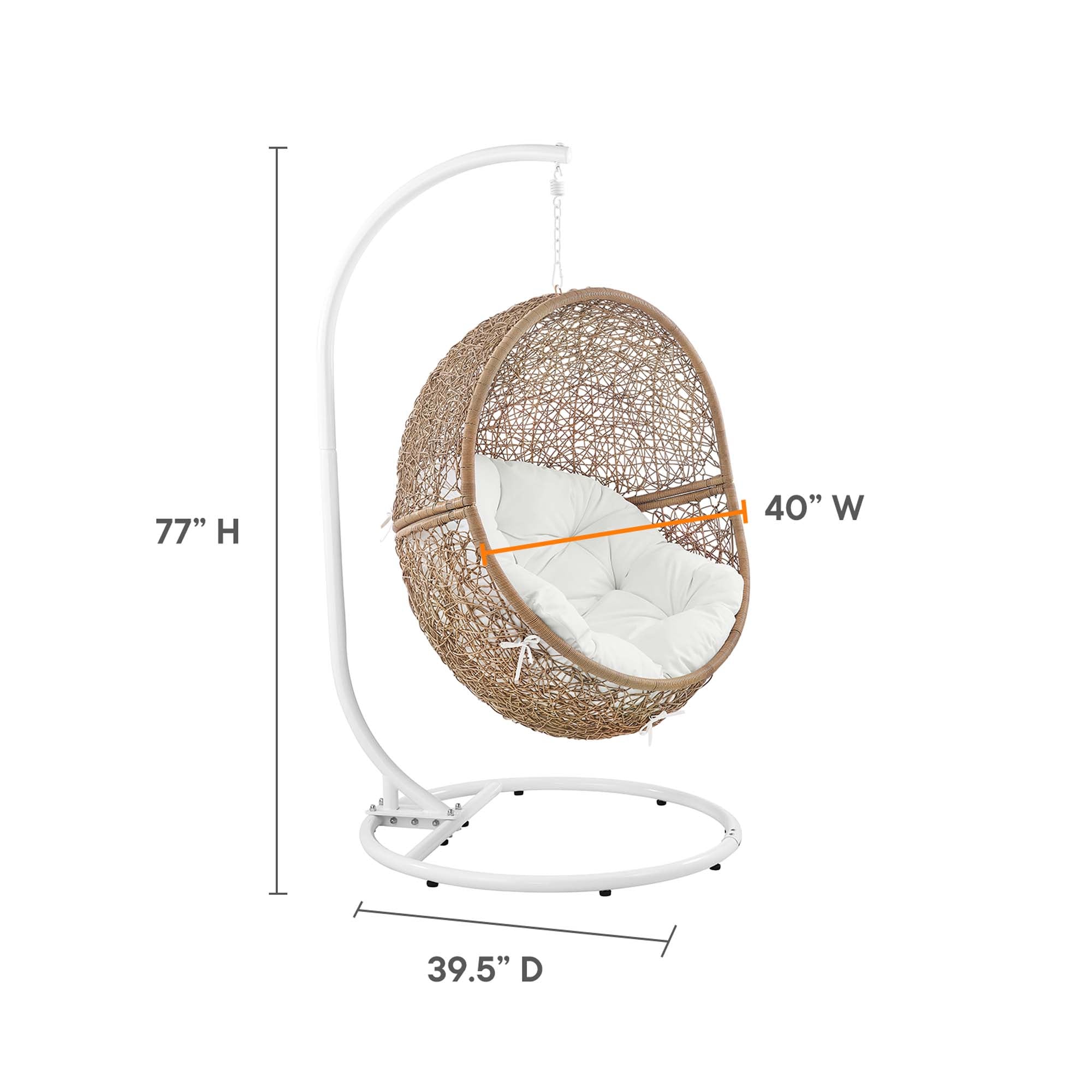Encase Outdoor Patio Rattan Swing Chair - Cappuccino White