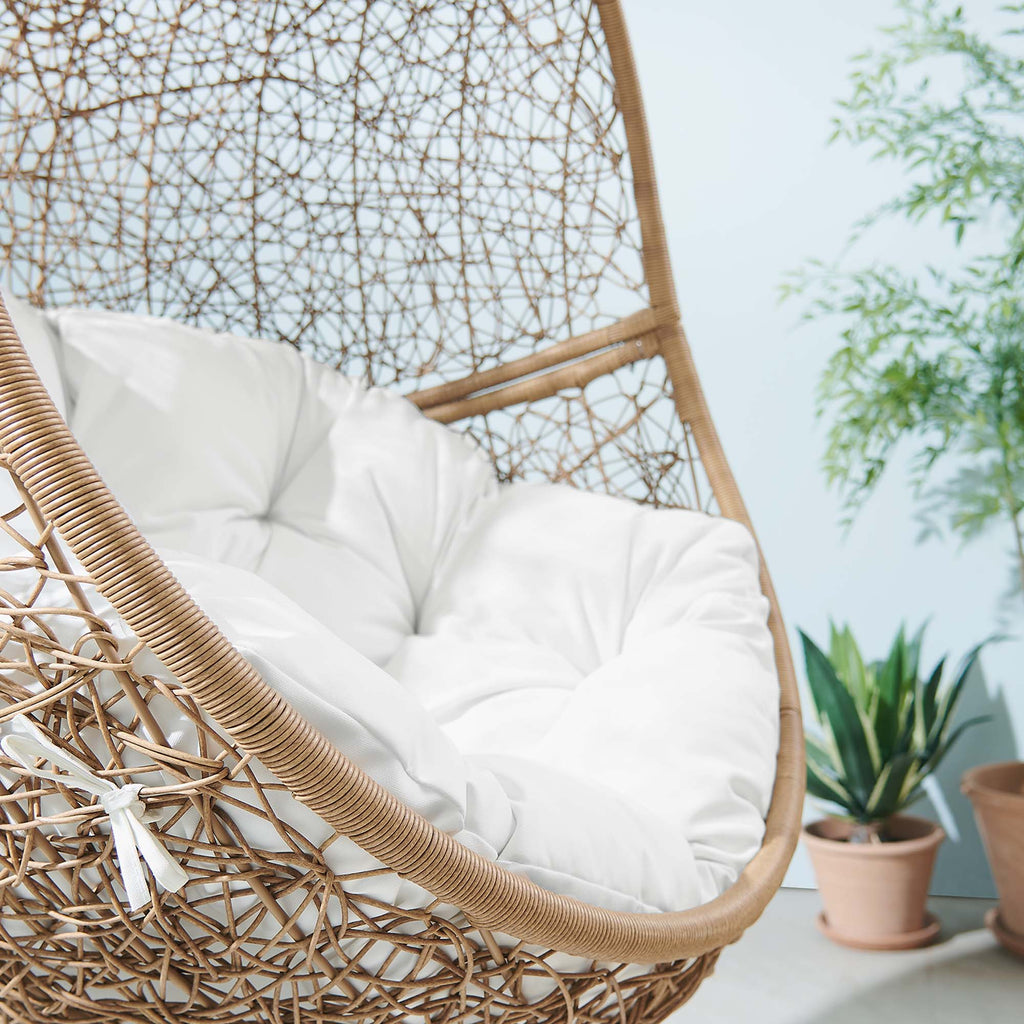 Encase Outdoor Patio Rattan Swing Chair - Cappuccino White
