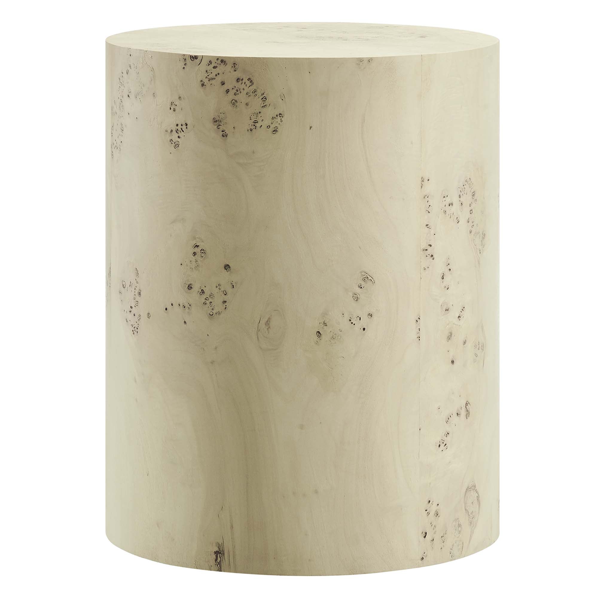 Cosmos 16" Round Burl Wood Side Table - Bleached Burl