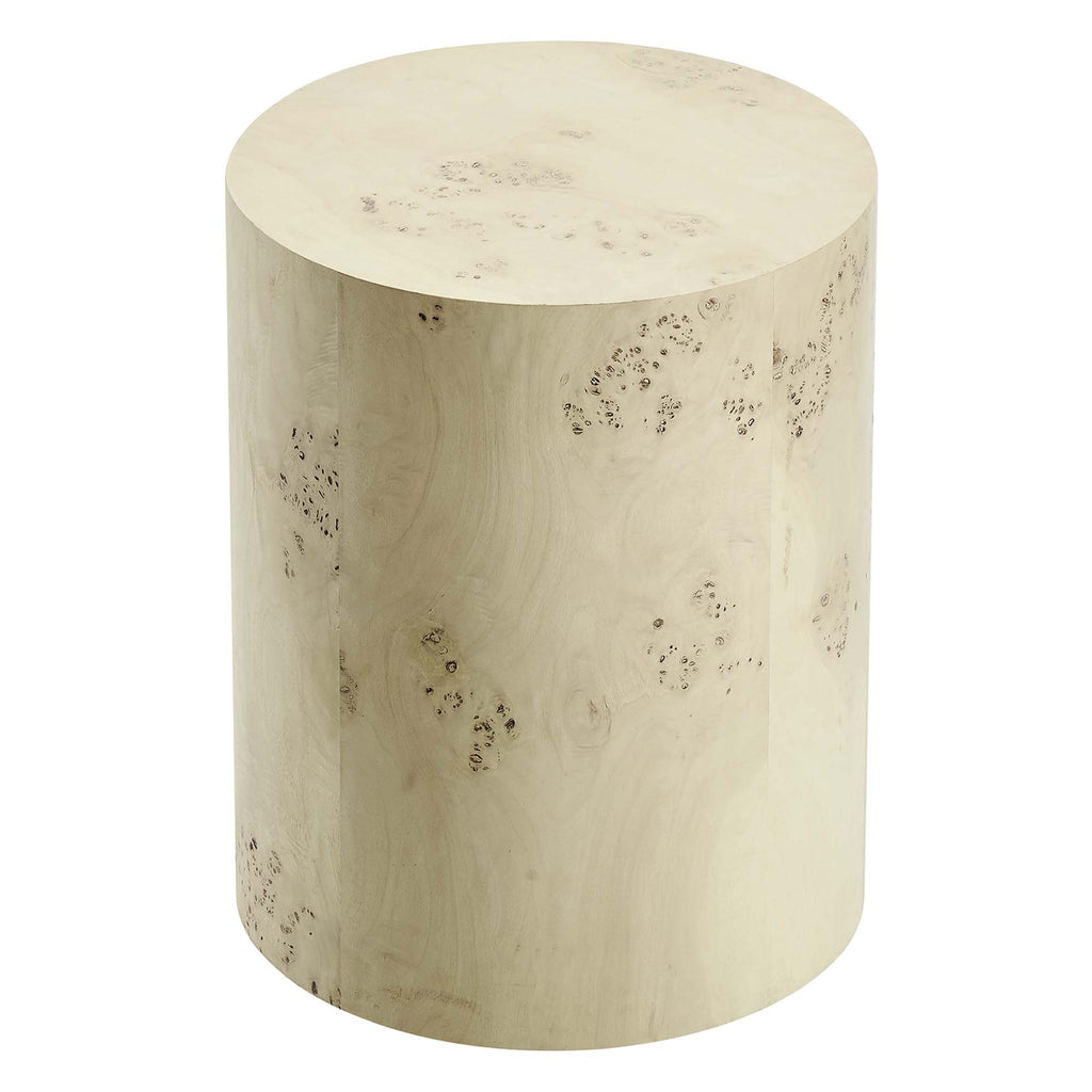 Cosmos 16" Round Burl Wood Side Table - Bleached Burl