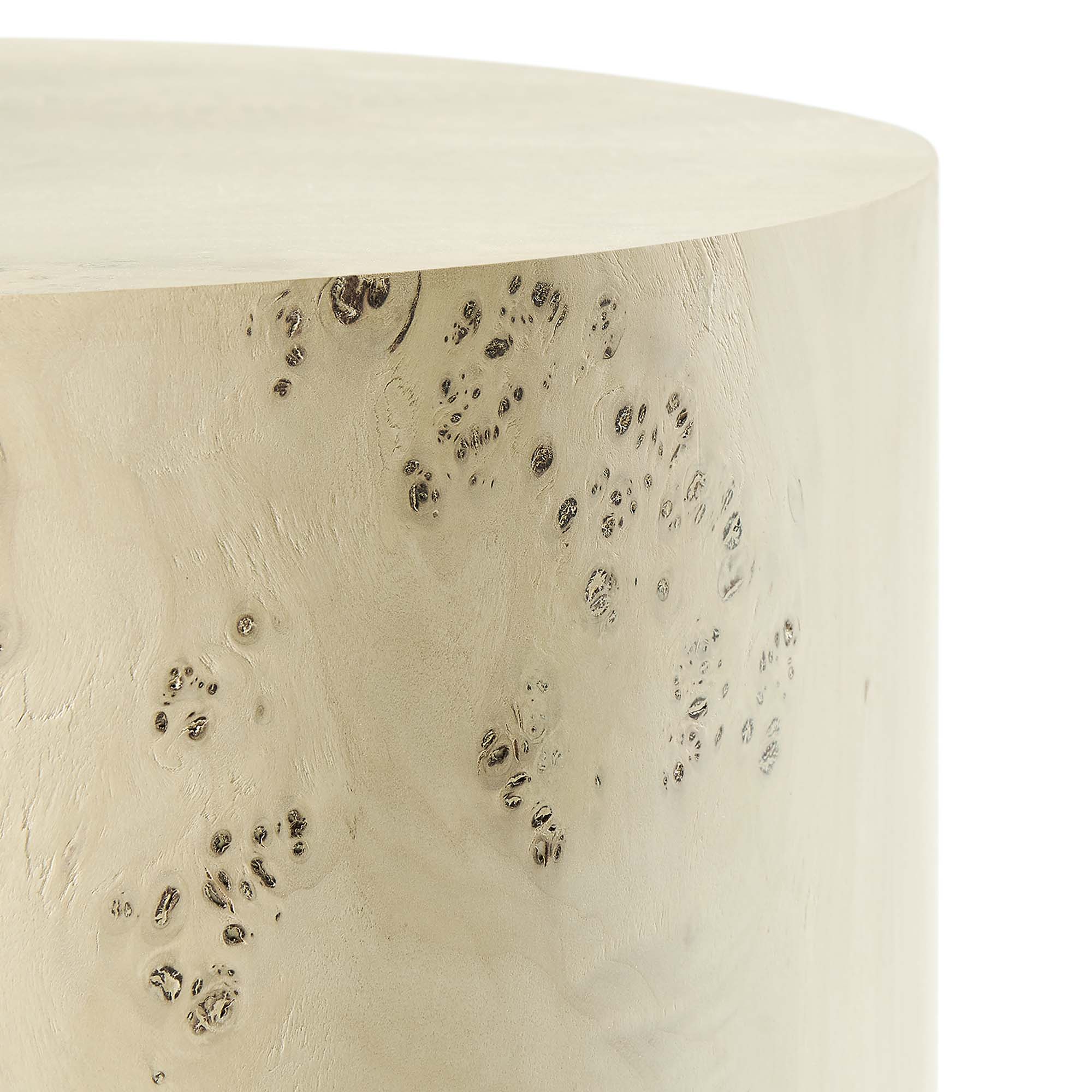 Cosmos 16" Round Burl Wood Side Table - Bleached Burl