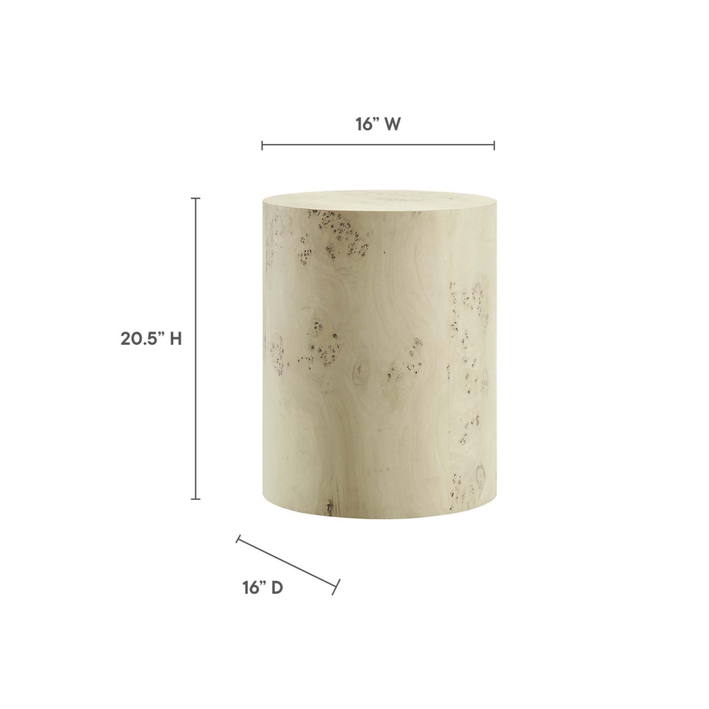 Cosmos 16" Round Burl Wood Side Table - Bleached Burl
