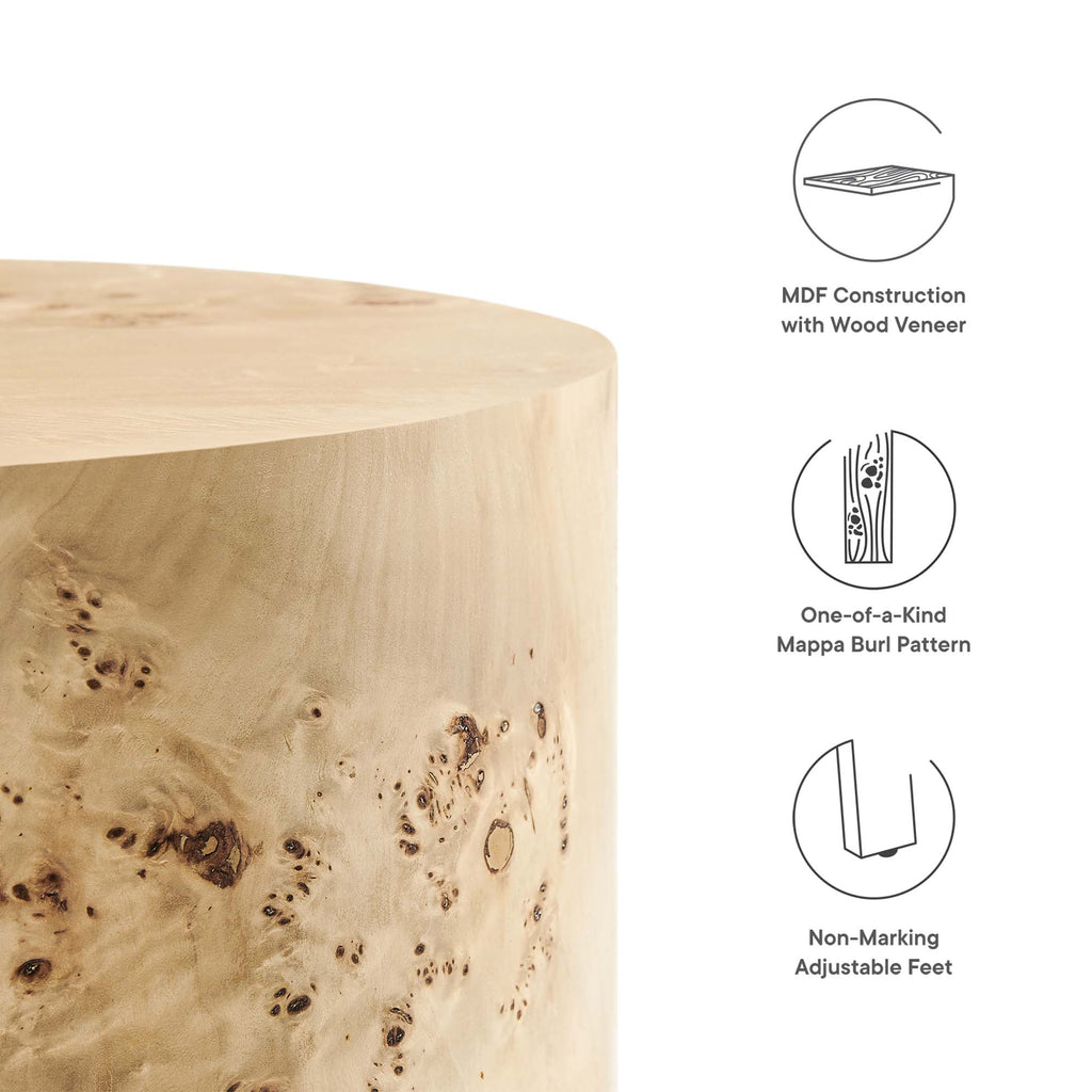 Cosmos 16" Round Burl Wood Side Table - Natural Burl