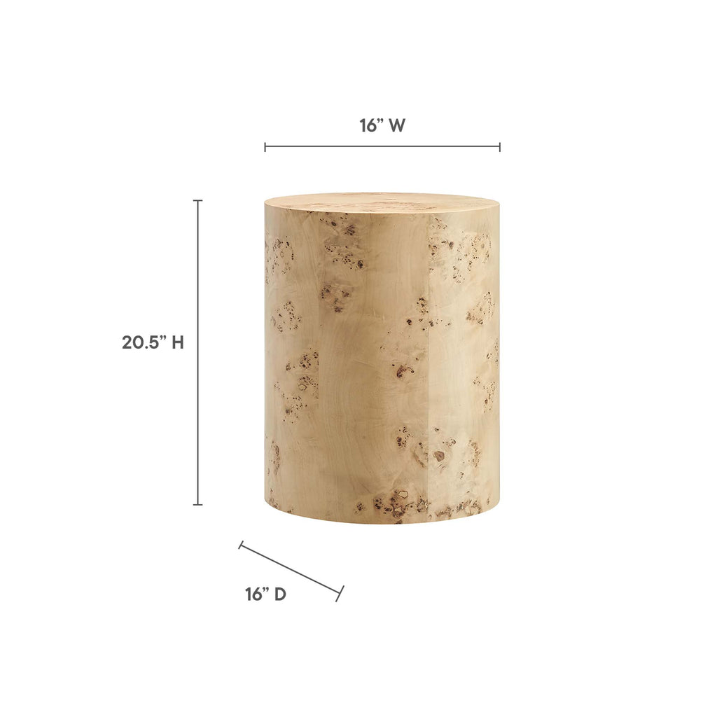 Cosmos 16" Round Burl Wood Side Table - Natural Burl