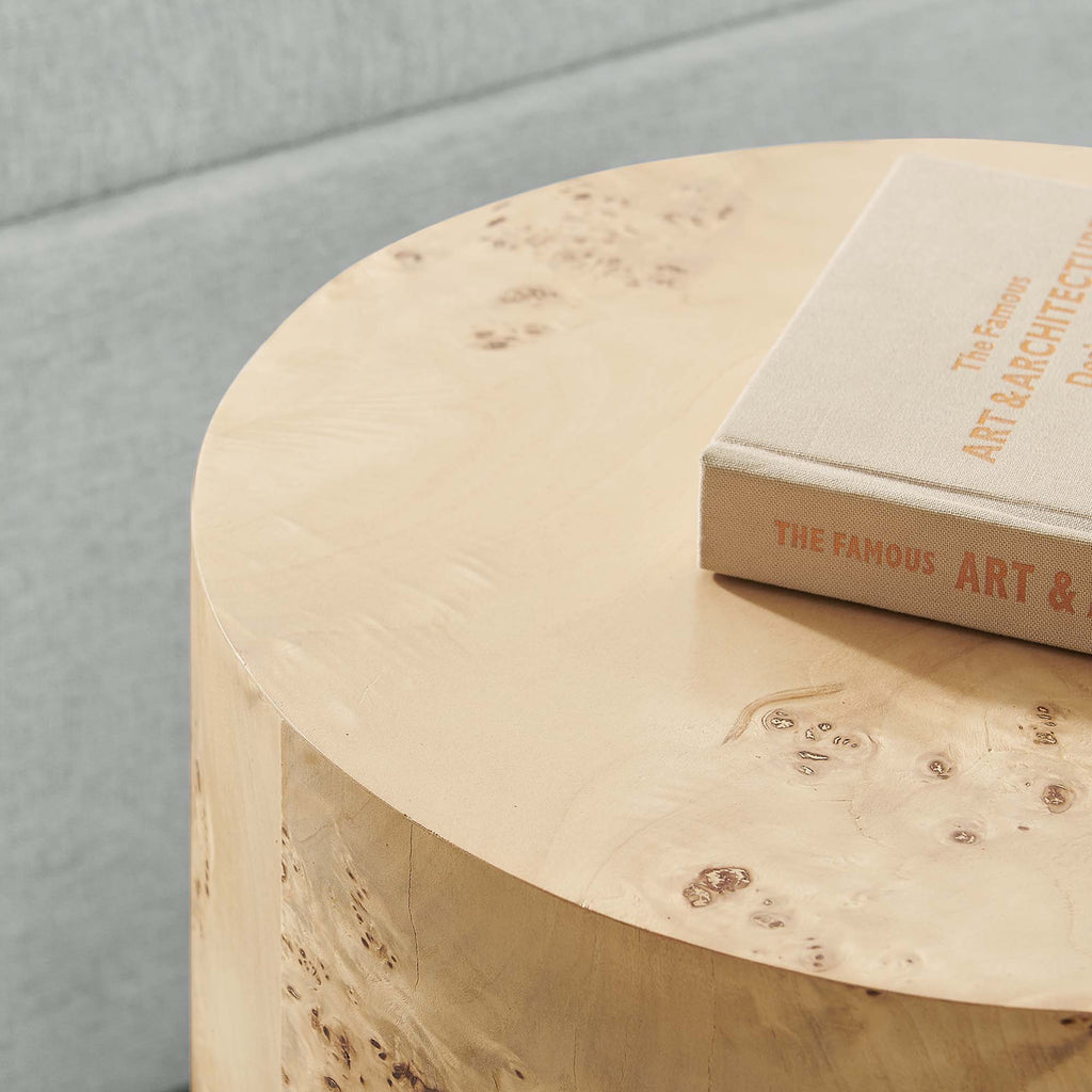 Cosmos 16" Round Burl Wood Side Table - Natural Burl