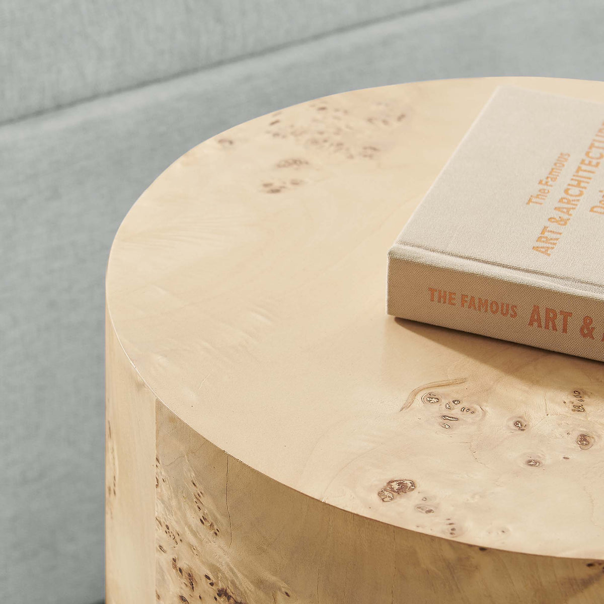 Cosmos 16" Round Burl Wood Side Table - Natural Burl