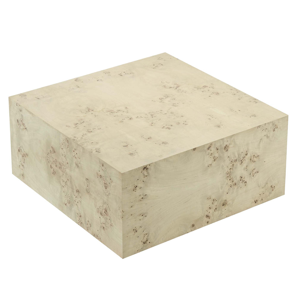 Cosmos 36" Square Burl Wood Coffee Table - Bleached Burl