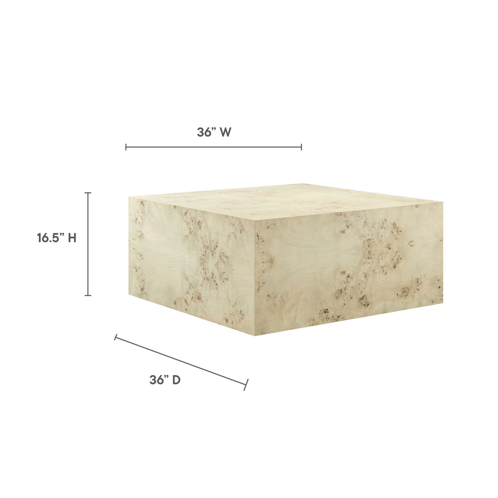 Cosmos 36" Square Burl Wood Coffee Table - Bleached Burl