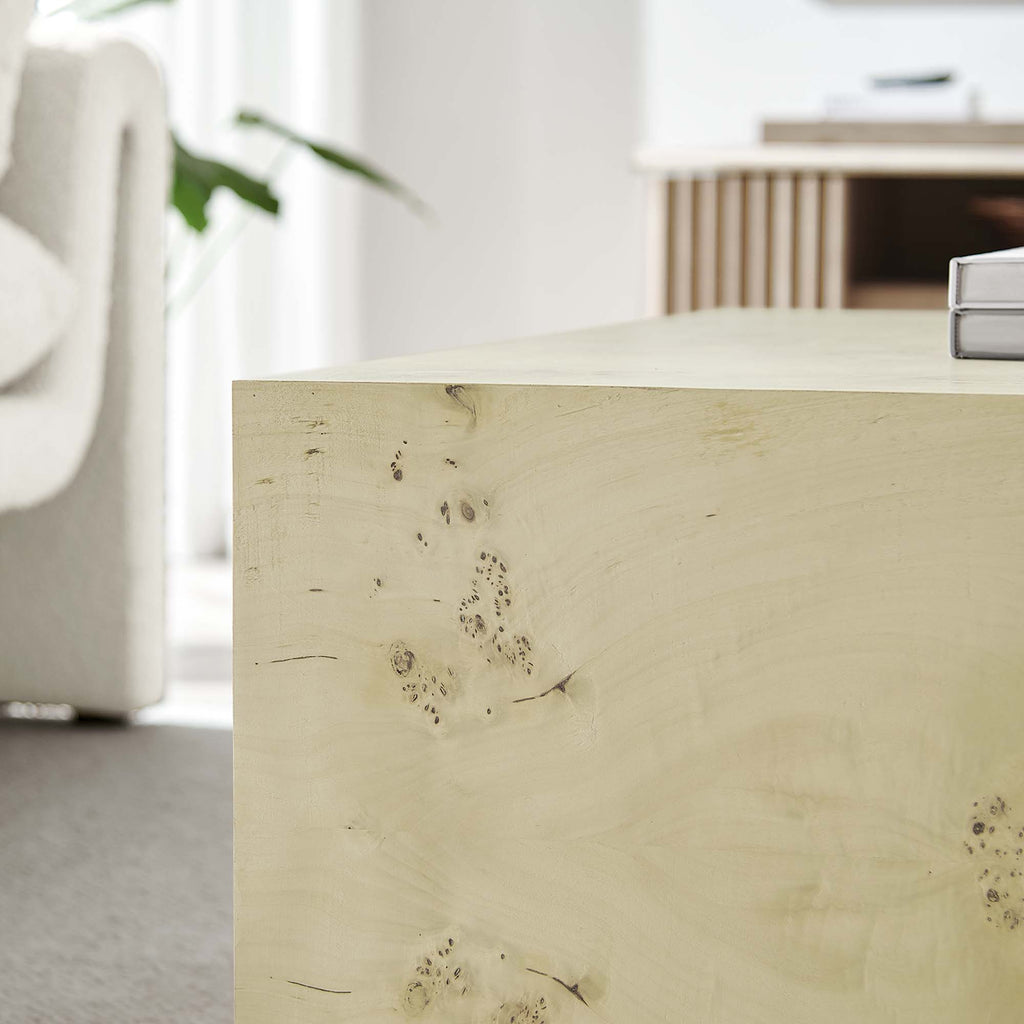 Cosmos 36" Square Burl Wood Coffee Table - Bleached Burl