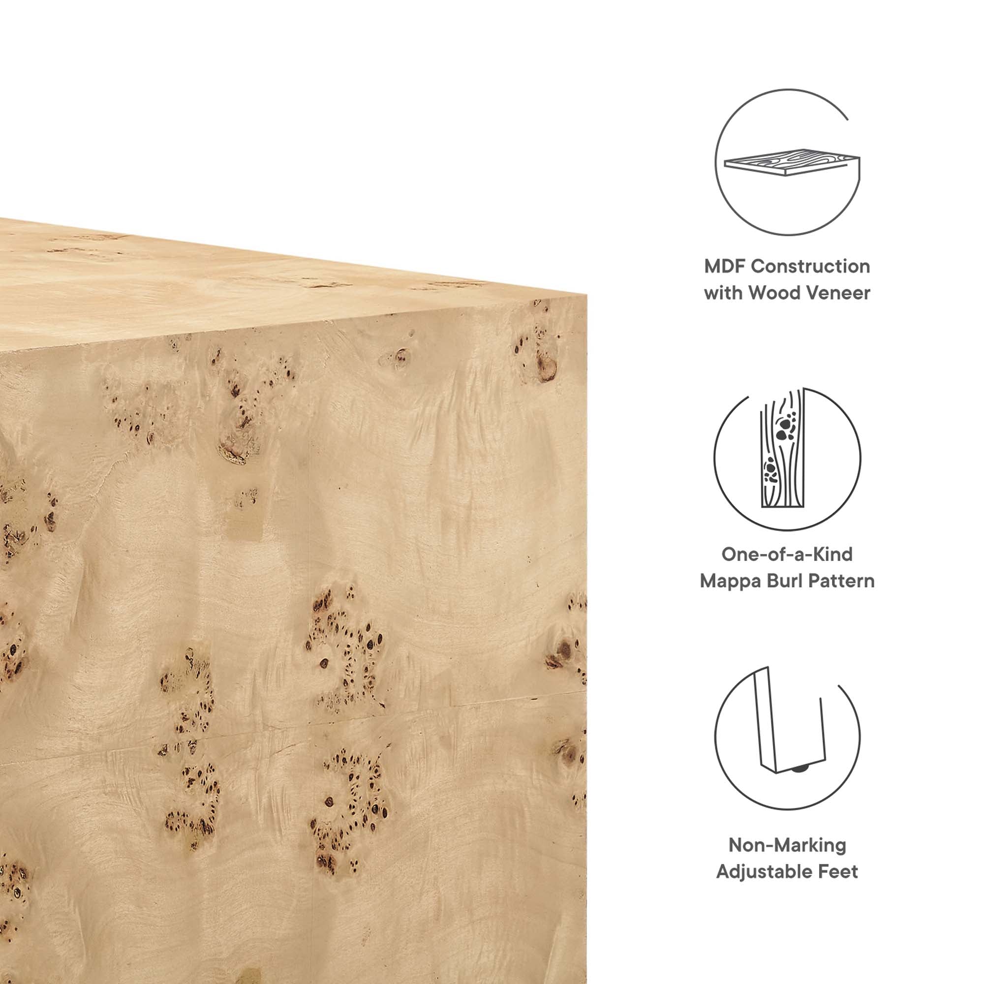 Cosmos 36" Square Burl Wood Coffee Table - Natural Burl