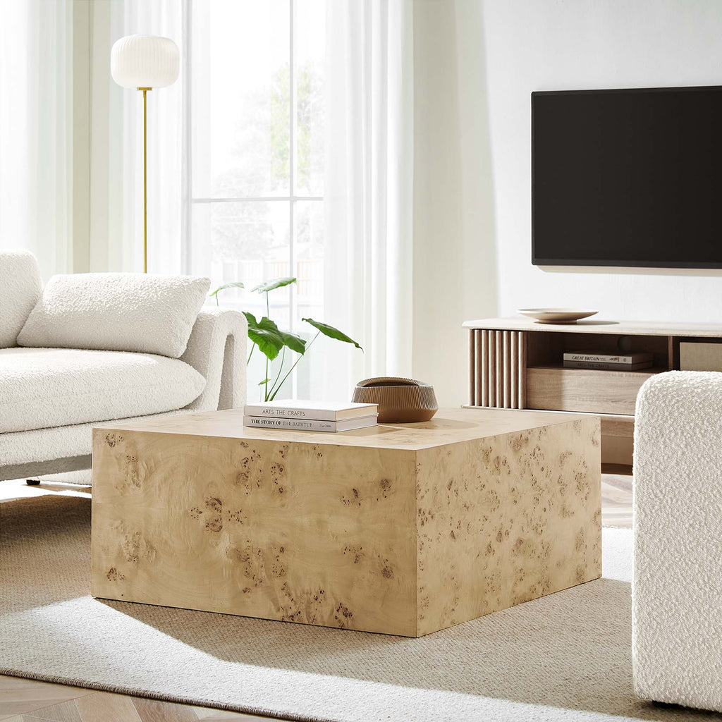 Cosmos 36" Square Burl Wood Coffee Table - Natural Burl