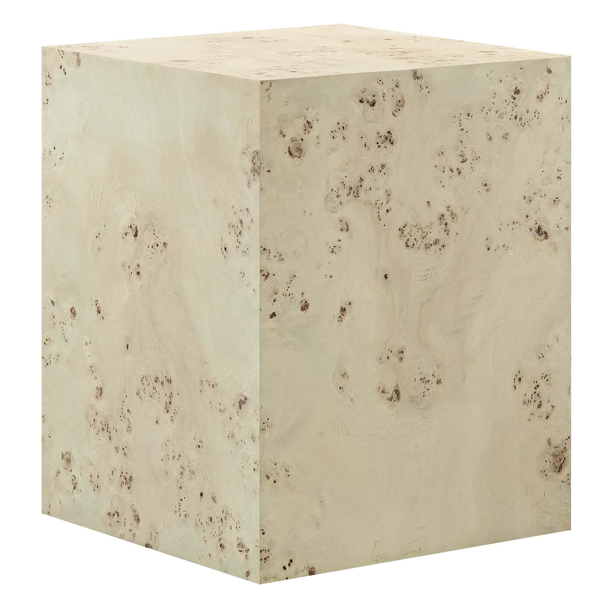 Cosmos 16" Square Burl Wood Side Table - Bleached Burl