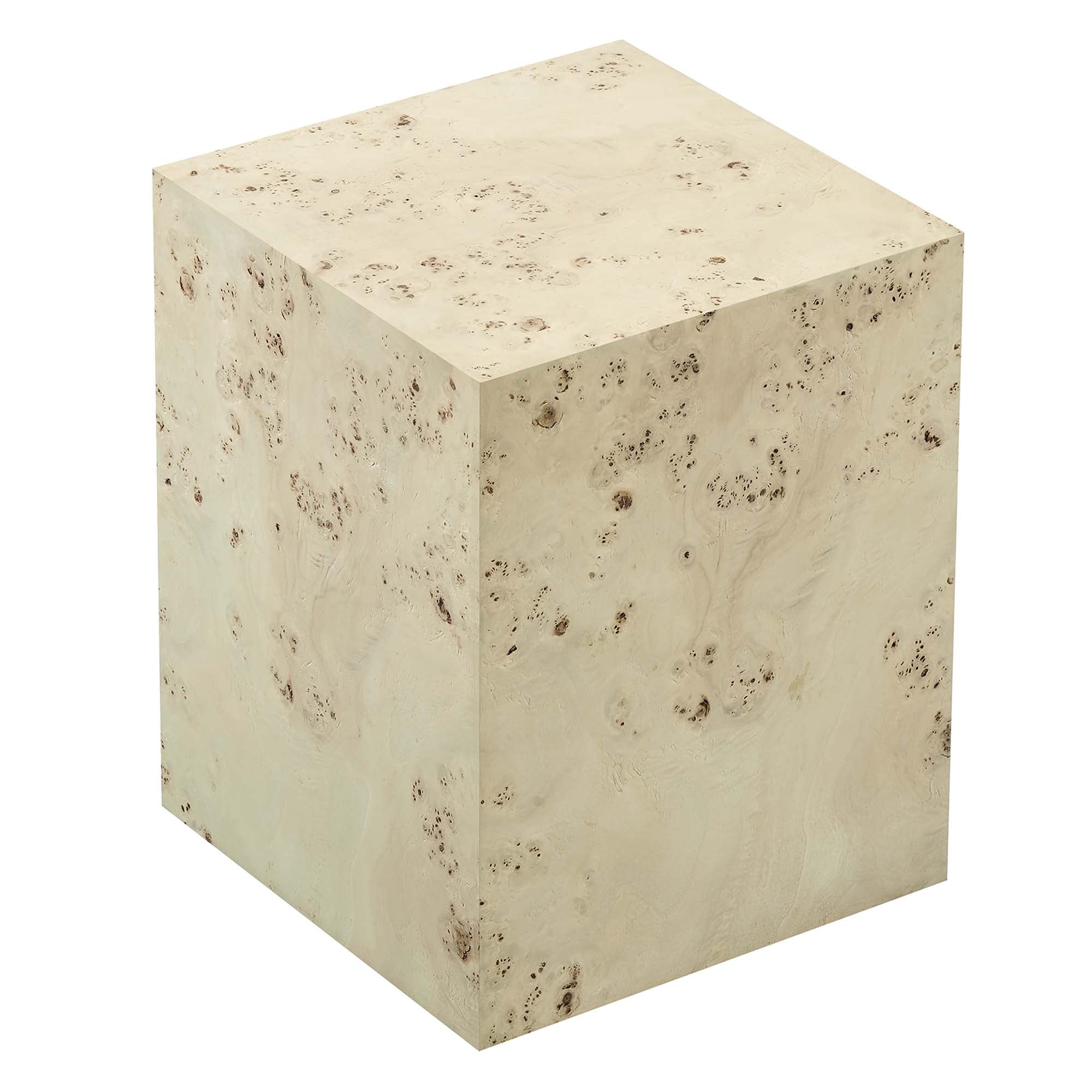 Cosmos 16" Square Burl Wood Side Table - Bleached Burl