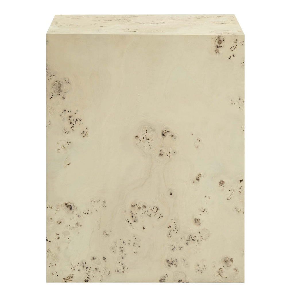 Cosmos 16" Square Burl Wood Side Table - Bleached Burl