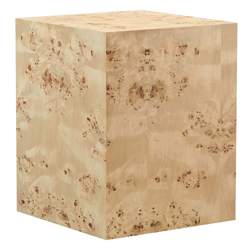 Cosmos 16" Square Burl Wood Side Table - Natural Burl