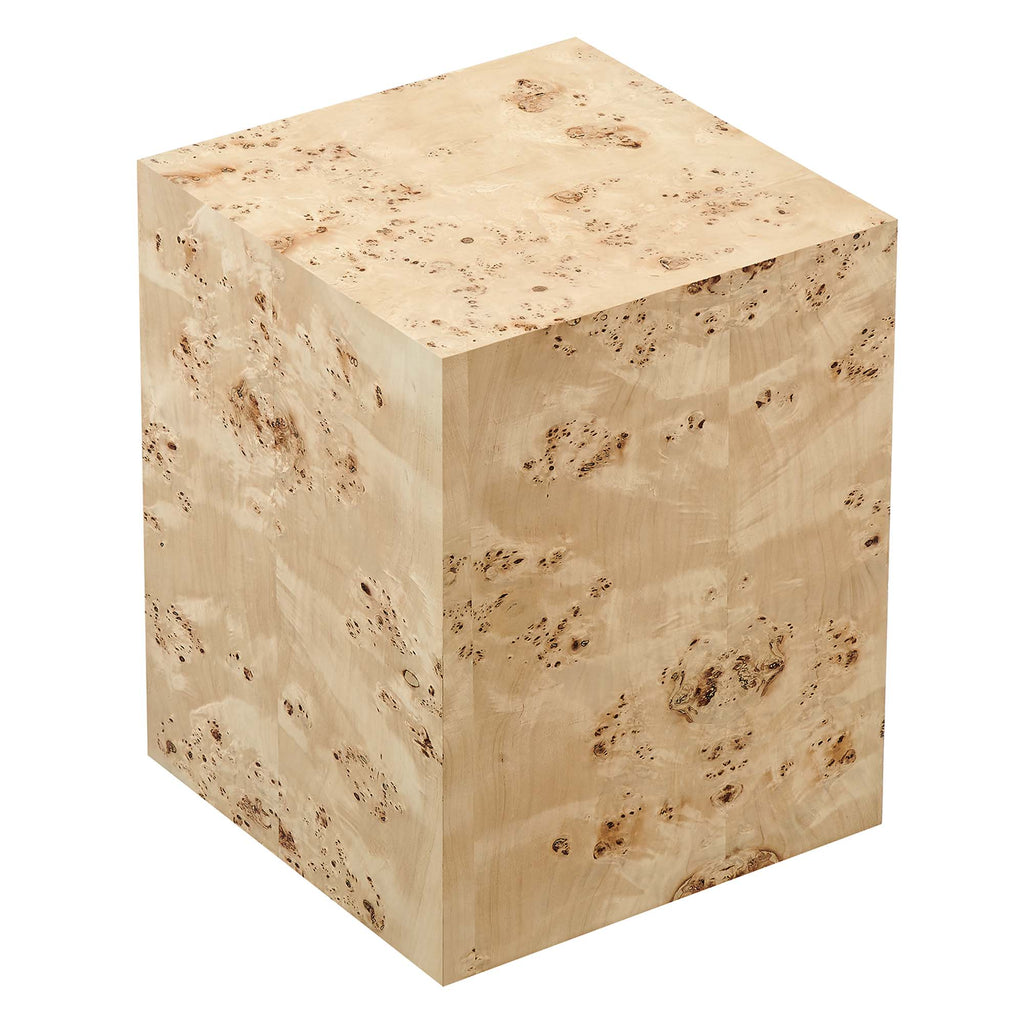 Cosmos 16" Square Burl Wood Side Table - Natural Burl