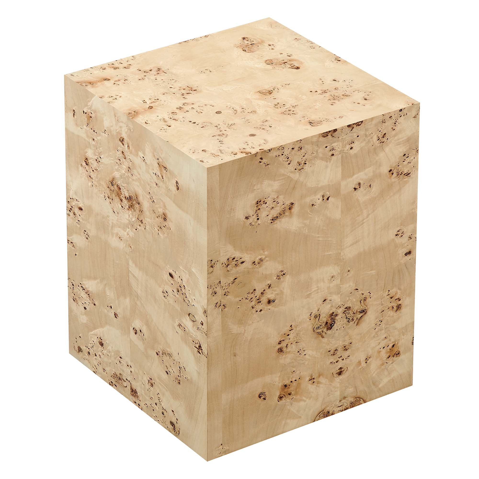 Cosmos 16" Square Burl Wood Side Table - Natural Burl