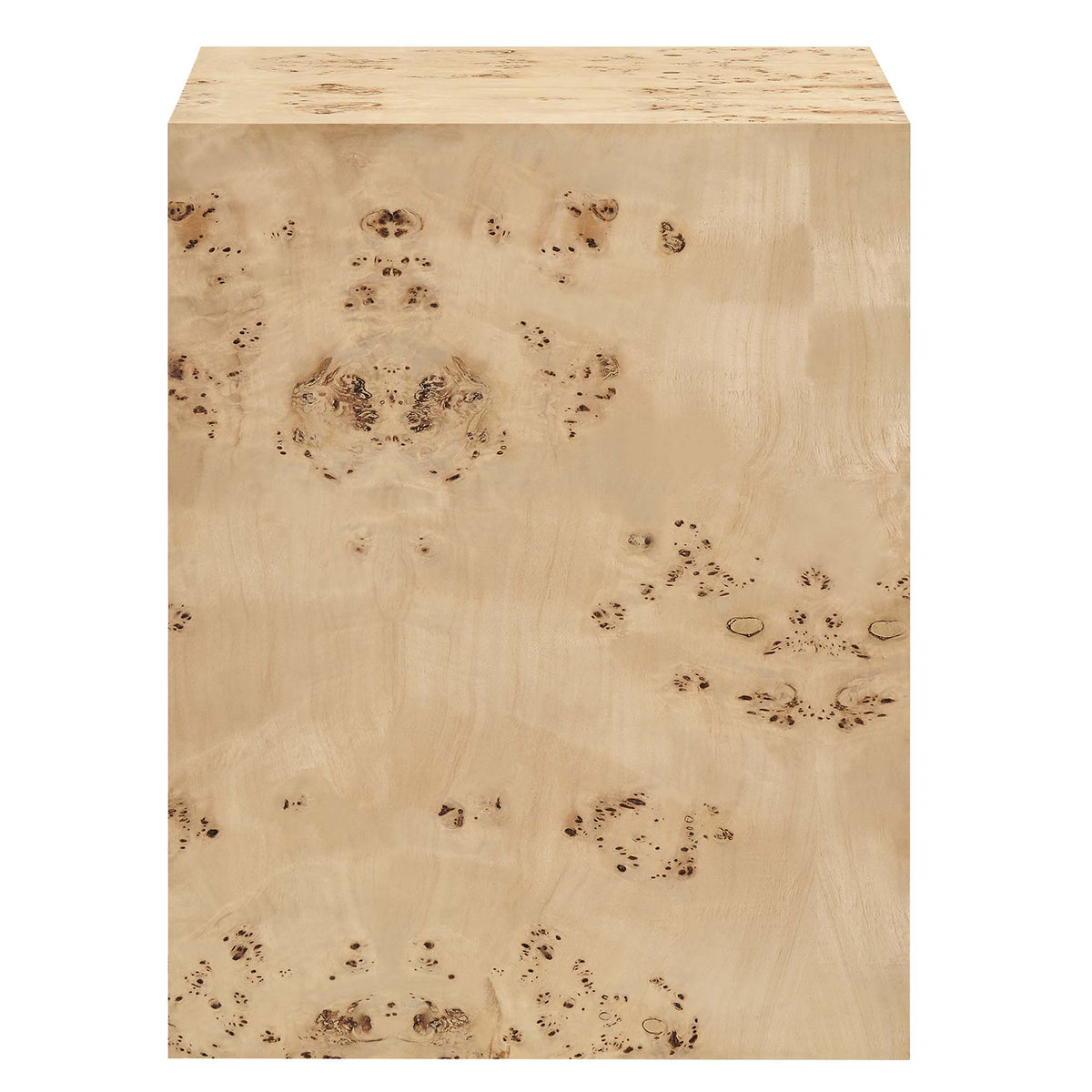 Cosmos 16" Square Burl Wood Side Table - Natural Burl