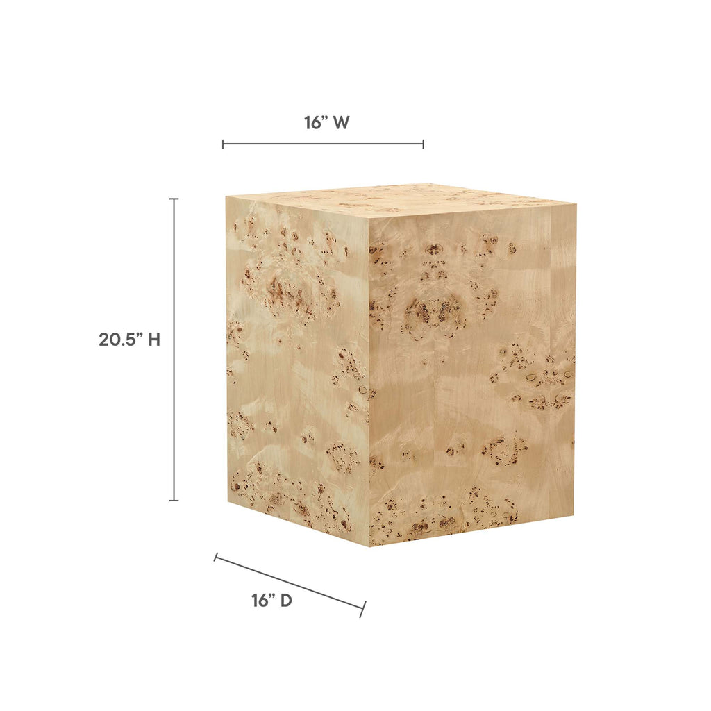 Cosmos 16" Square Burl Wood Side Table - Natural Burl