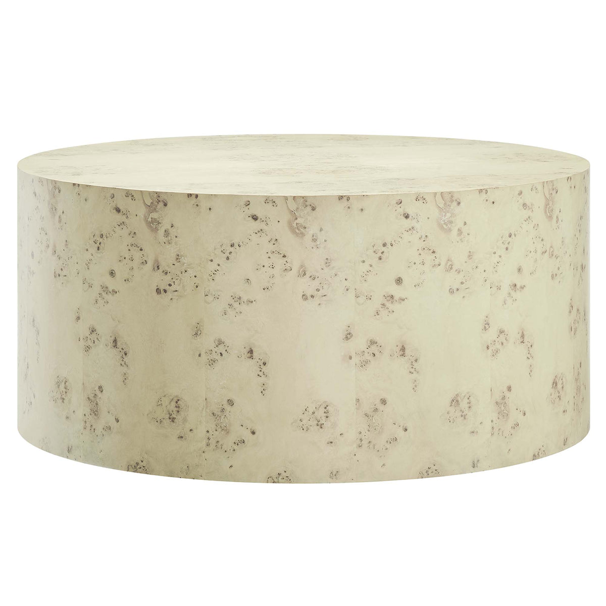 Cosmos 35" Round Burl Wood Coffee Table - Bleached Burl