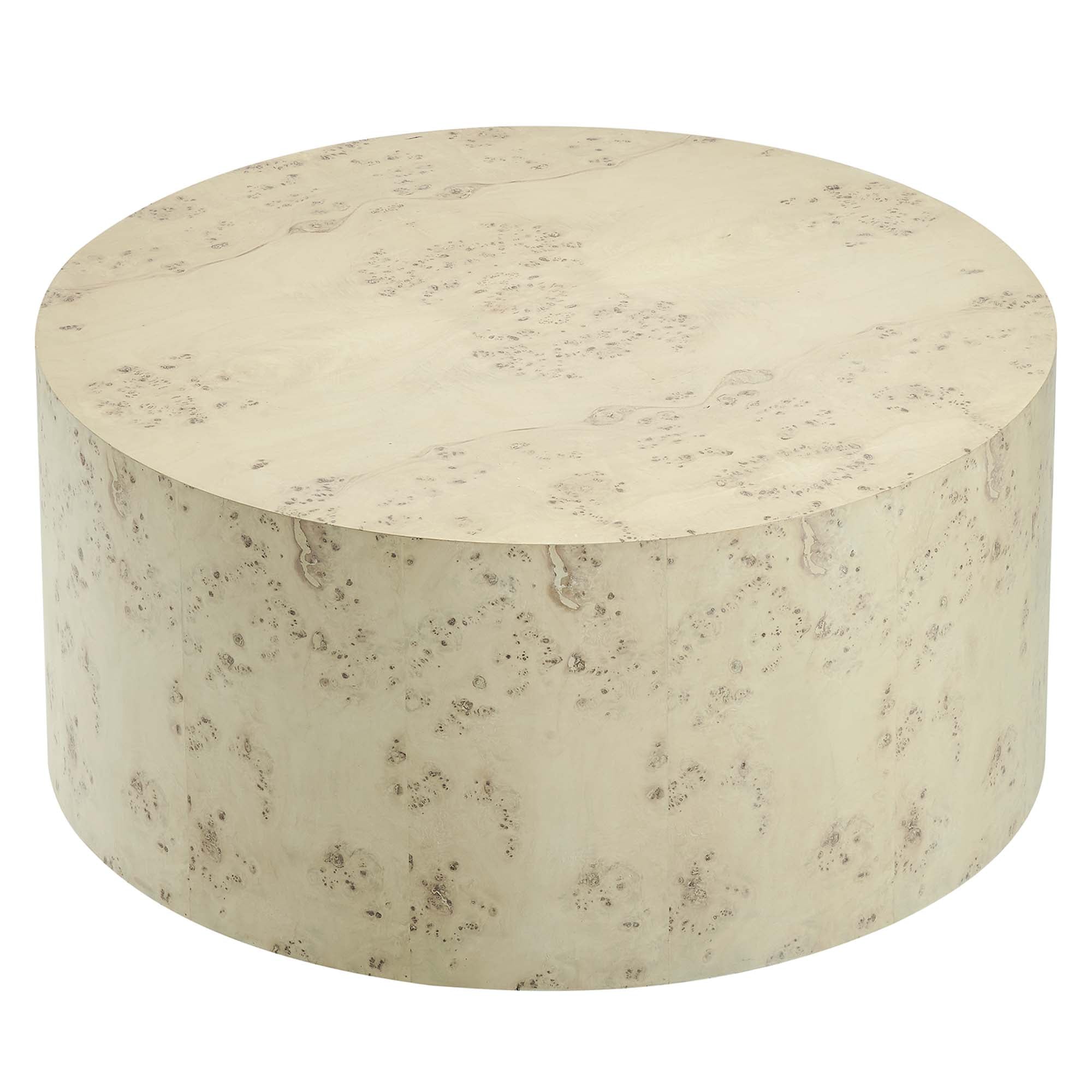 Cosmos 35" Round Burl Wood Coffee Table - Bleached Burl