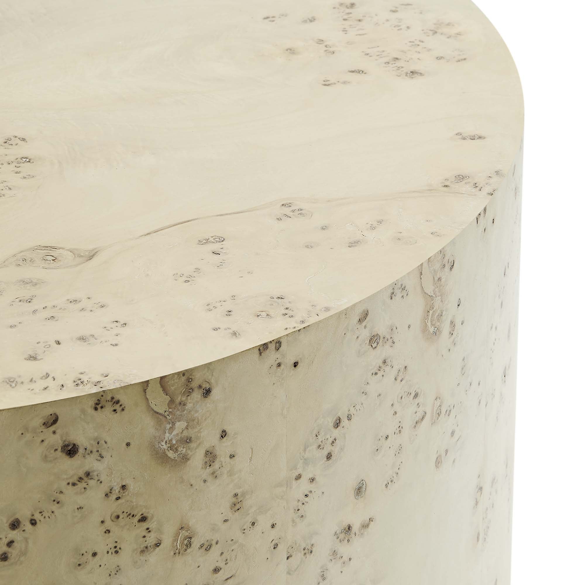 Cosmos 35" Round Burl Wood Coffee Table - Bleached Burl