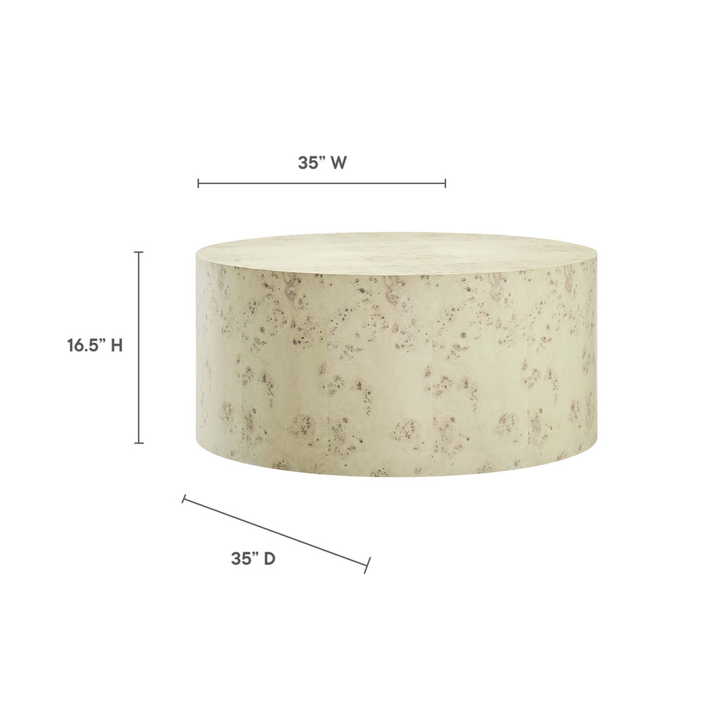 Cosmos 35" Round Burl Wood Coffee Table - Bleached Burl