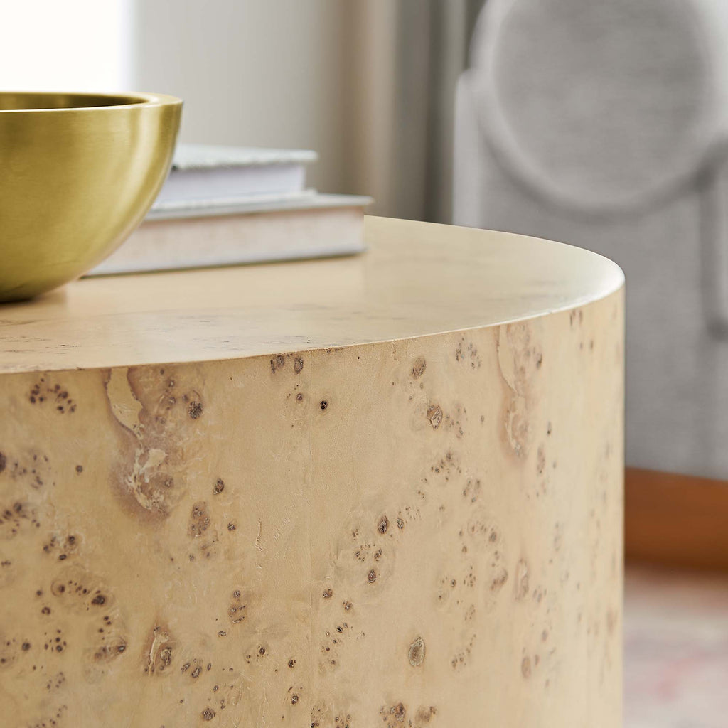 Cosmos 35" Round Burl Wood Coffee Table - Natural Burl
