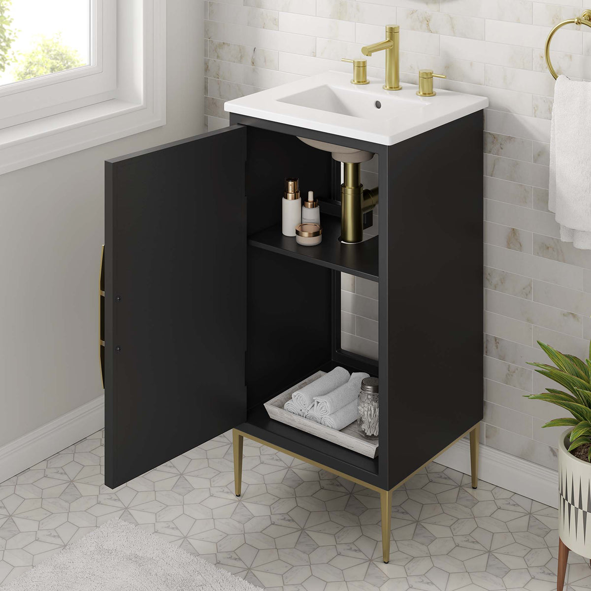 Awaken 18" Bathroom Vanity - White Black