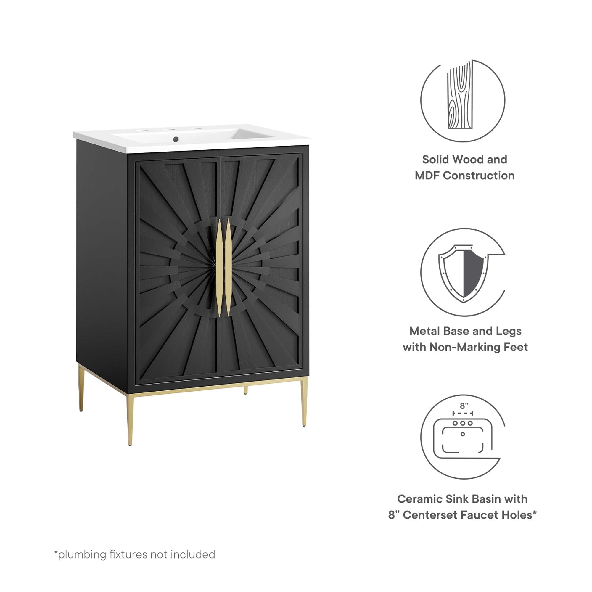 Awaken 24" Bathroom Vanity - White Black (Vanity)
